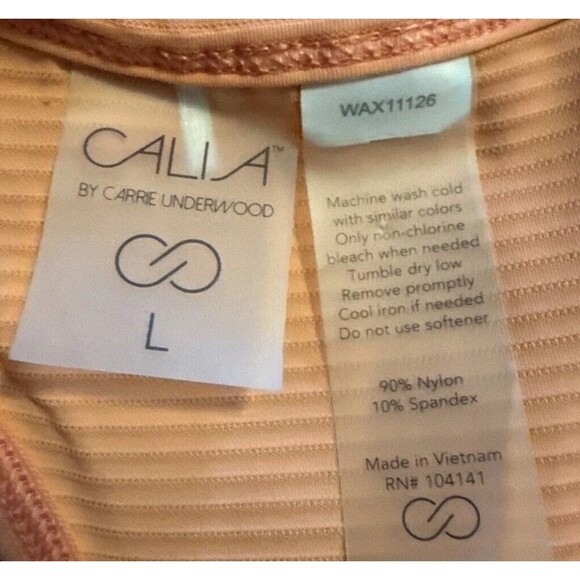 Women’s Calia ORANGE Striped Sleeveless Tank Top Sz L - Picture 6 of 6